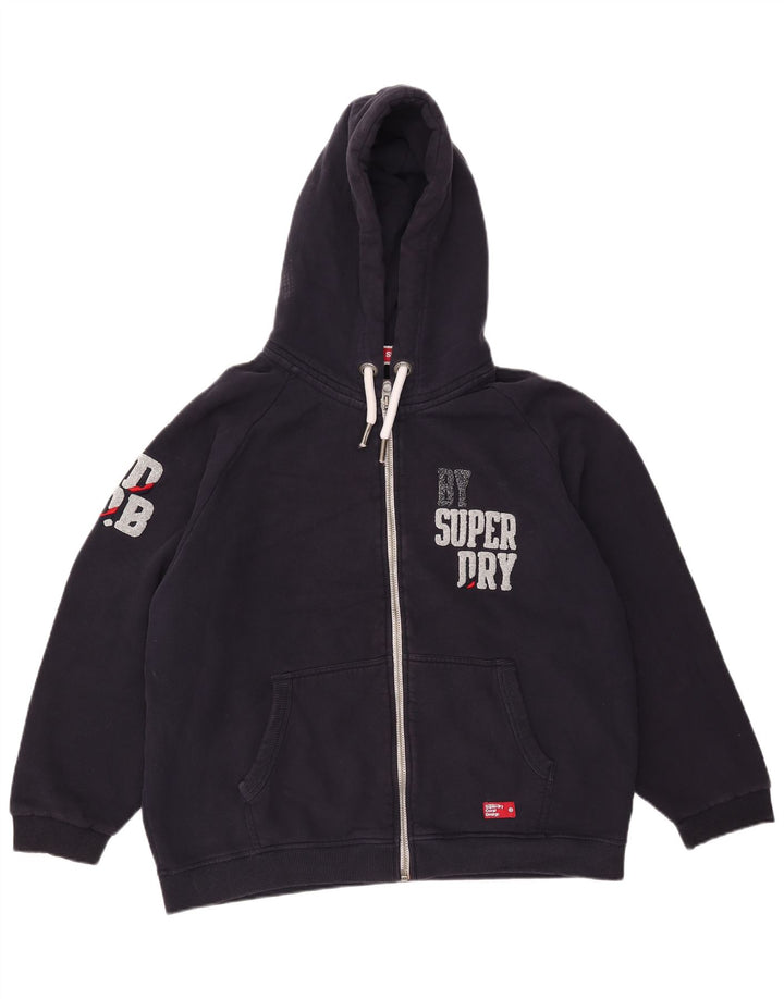 Superdry Pull à capuche zippé surdimensionné graphique pour homme UK 14 Bleu marine moyen