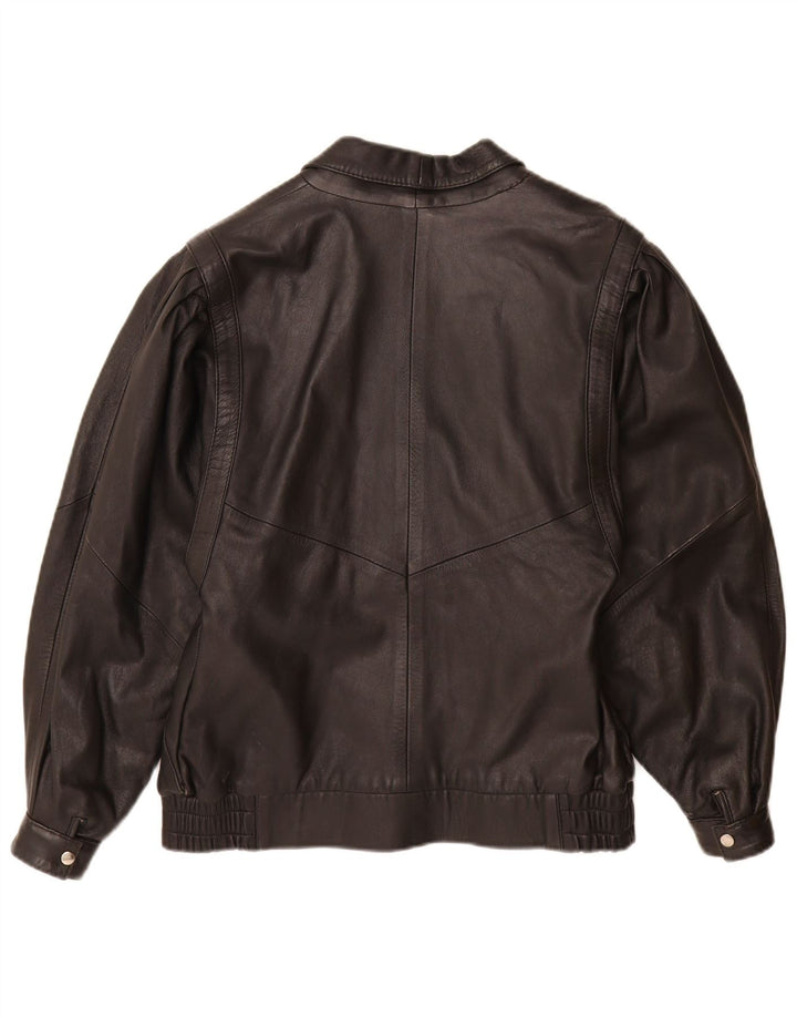 veste en cuir femme vintage IT 42 Moyen Noir