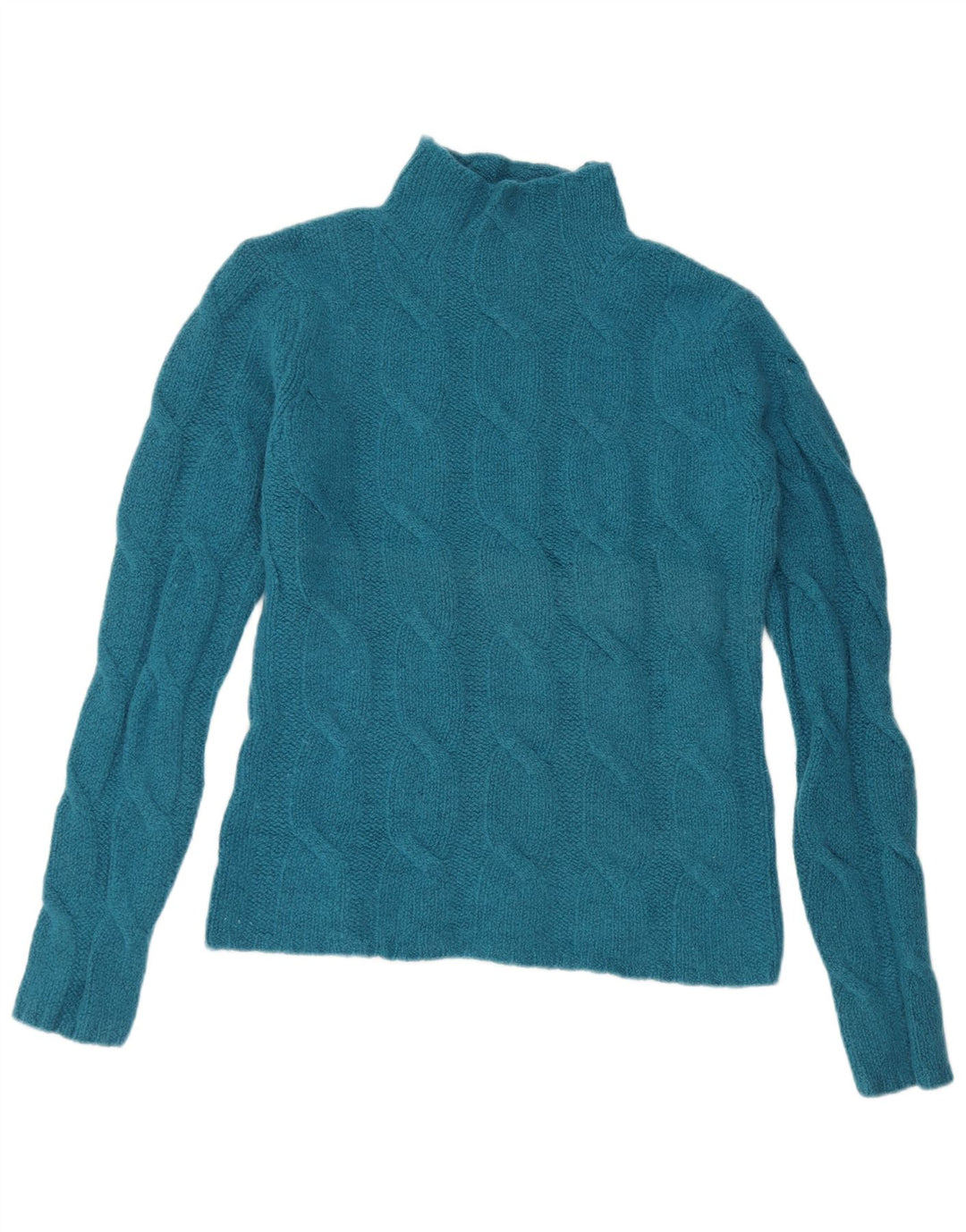 EDDIE BAUER Pull à col roulé pour femme UK 14 Bleu moyen Laine d'agneau