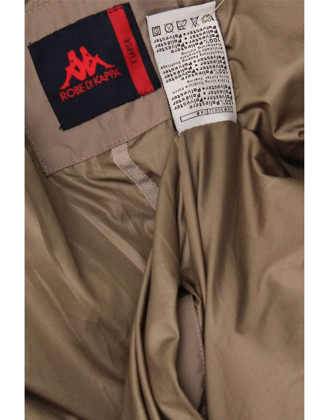 Kappa Veste matelassée à capuche pour homme UK 42 XL Beige Polyester