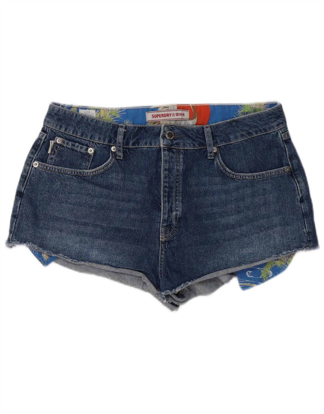 SUPERDRY Short en jean vieilli W32 pour femme en coton bleu moyen