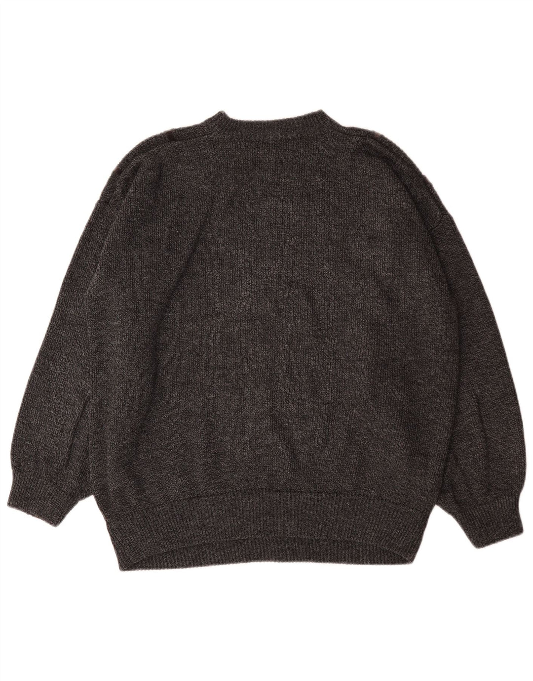vintage Mens Crew Neck Jumper Pull 2XL Gris Rayé