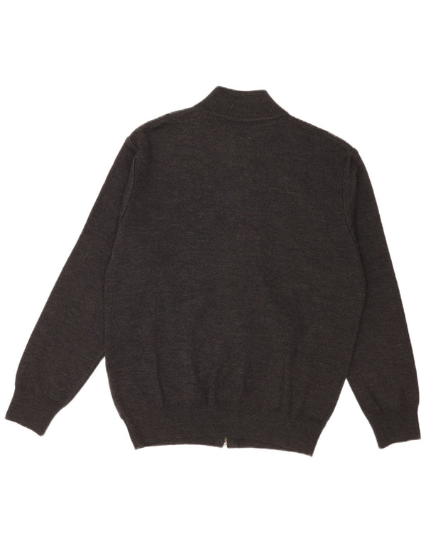 vintage Mens Cardigan Sweater Grande laine géométrique grise
