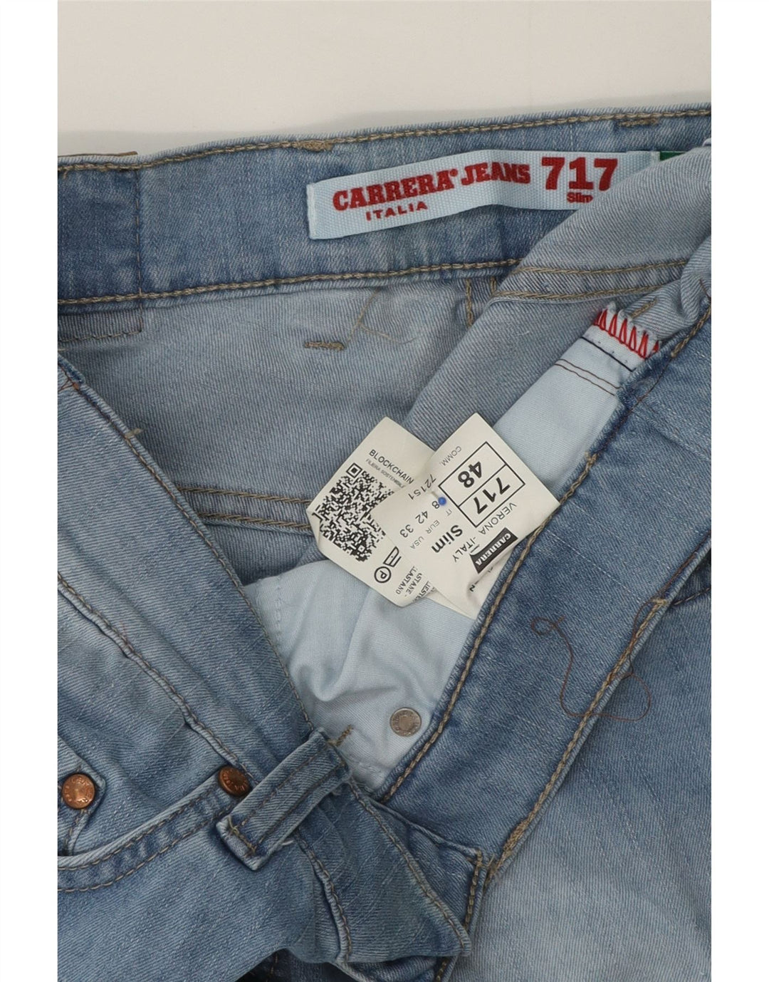 Carrera Jean Slim 717 Homme IT 48 Medium W33 L32 Bleu Coton