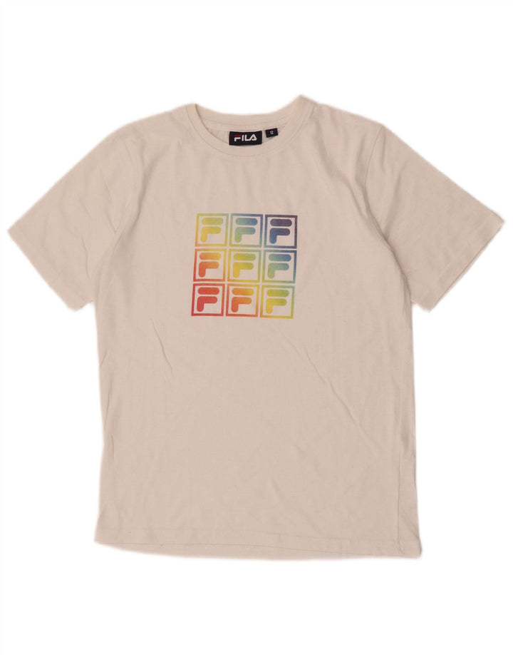 Fila T-shirt graphique pour femme UK 12 Blanc moyen