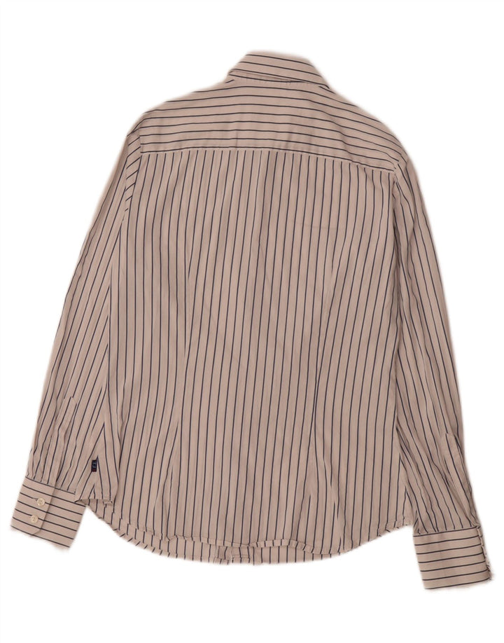 TRUSSARDI Womens Shirt UK 14 Medium White Striped Cotton Vintage Trussardi and Second-Hand Trussardi from Messina Hembry 