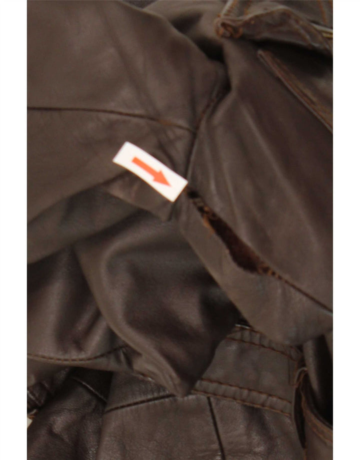 manteau en cuir femme vintage UK 12 Brun moyen