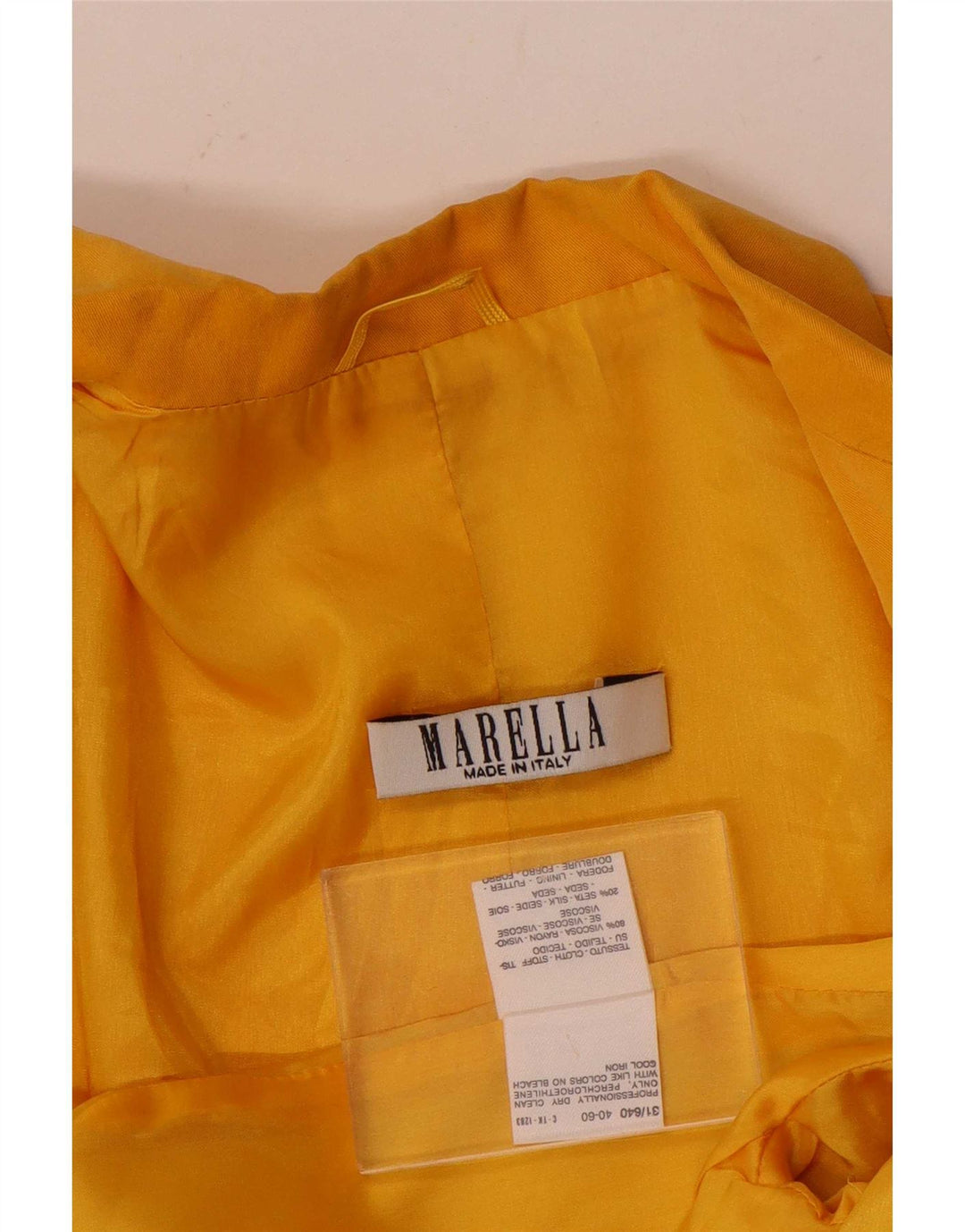 Marella Veste Blazer 3 Boutons Femme UK 10 Petite Viscose Jaune