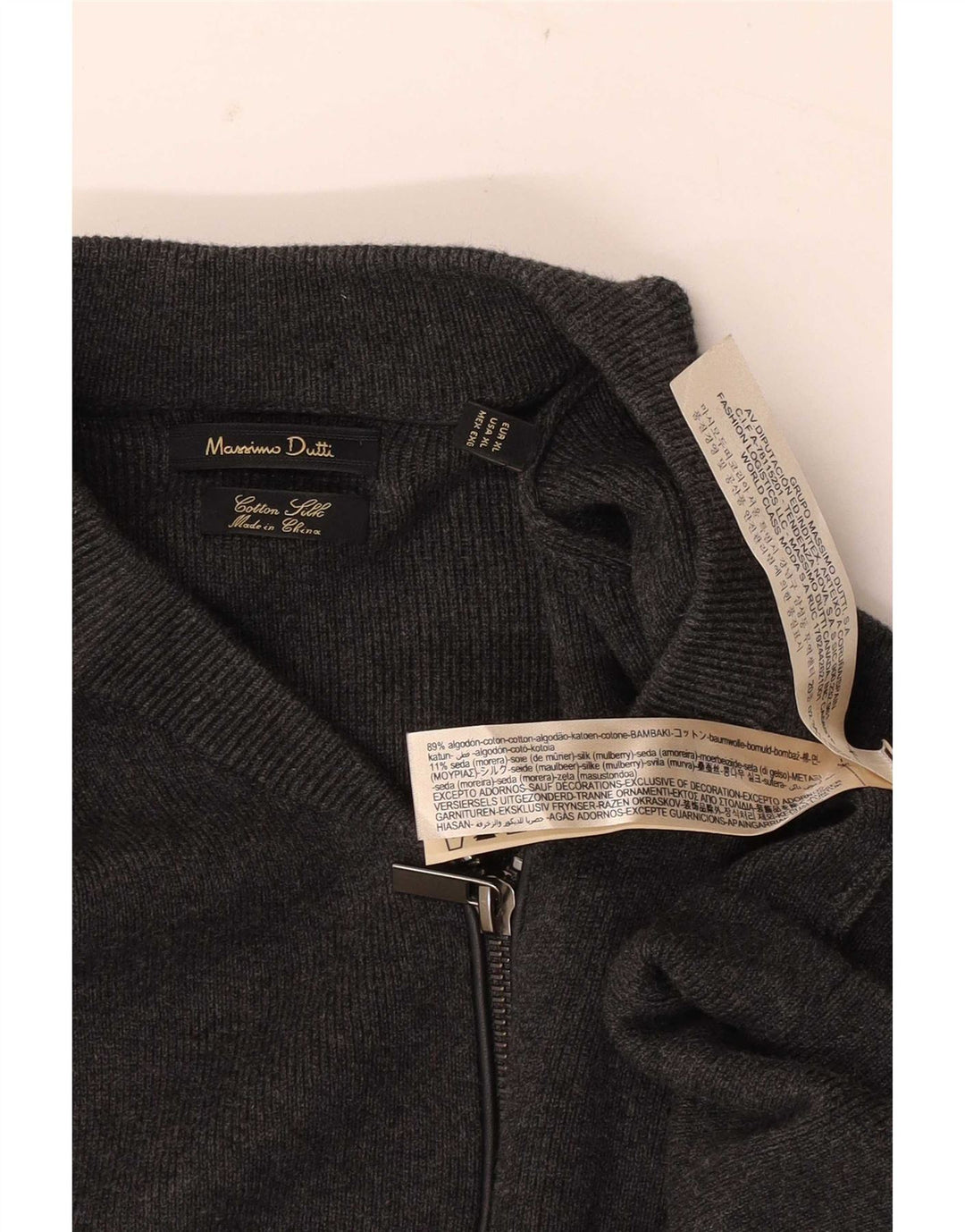 Massimo Dutti Cardigan zippé pour homme XL en coton gris