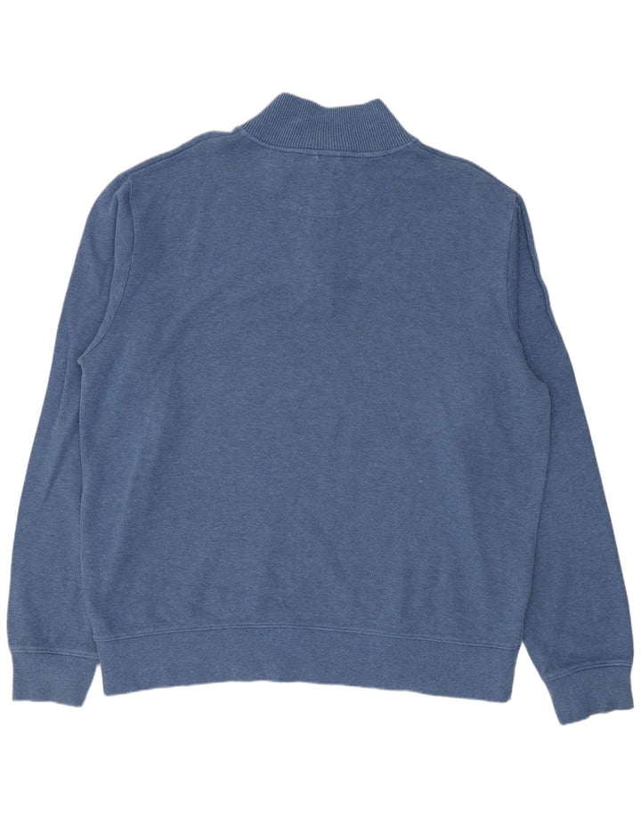 GANT Hommes Zip Neck Sweatshirt Jumper 3XL Bleu Coton