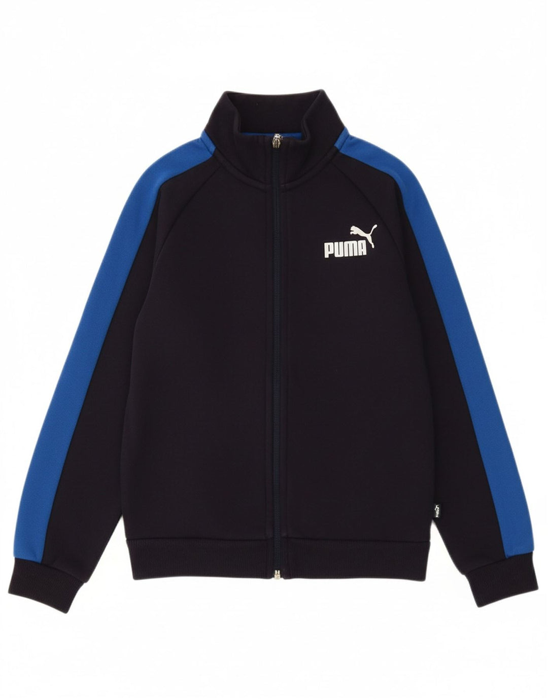 PUMA Boys Graphic Tracksuit Top Jacket 9-10 Years Navy Blue Colourblock