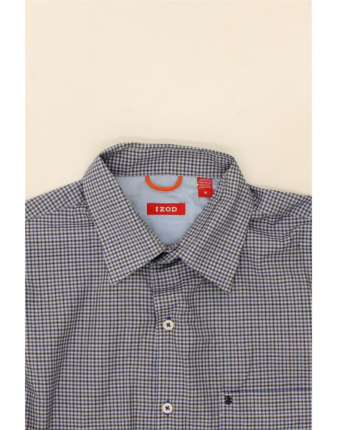 IZOD Mens Shirt Medium Blue Check Cotton Vintage Izod and Second-Hand Izod from Messina Hembry 