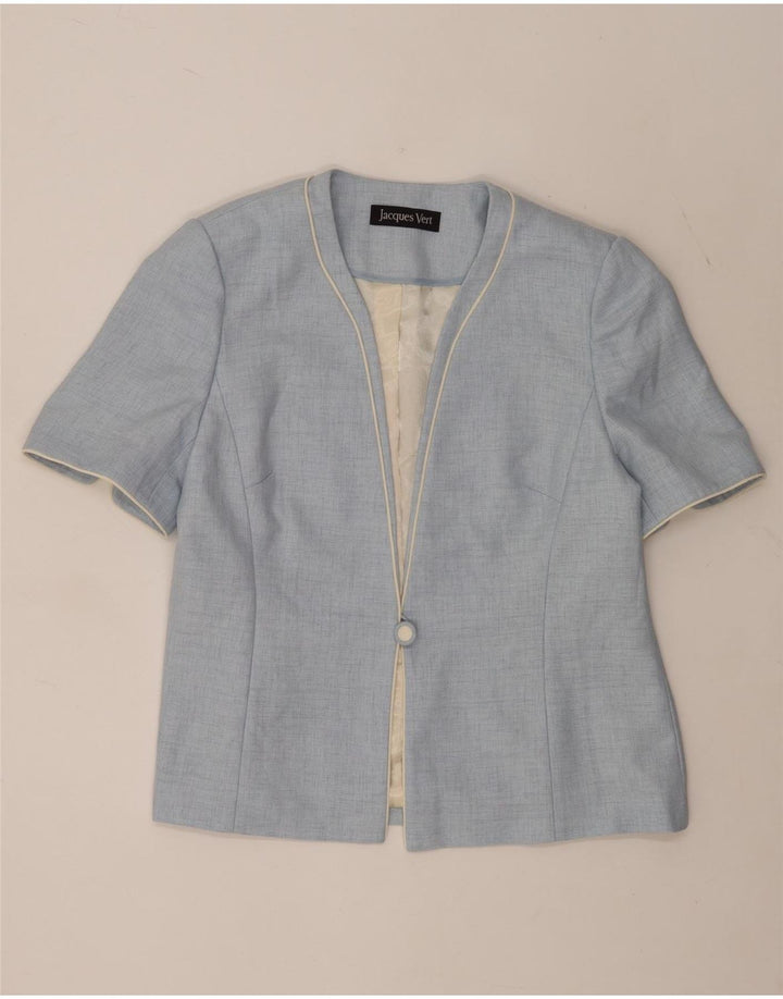 Jacques Vert Veste blazer à manches courtes pour femme 1 bouton UK 14 Large Bleu