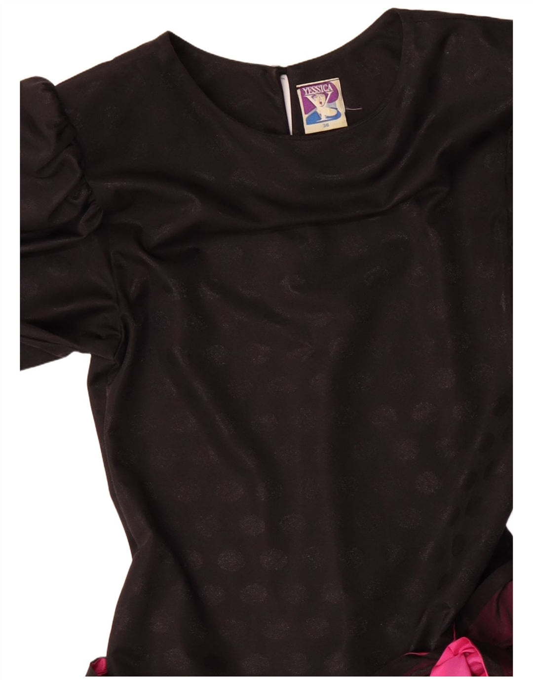 YESSICA Robe à volants pour femme EU 36 Petit Noir Polyester Colorblock