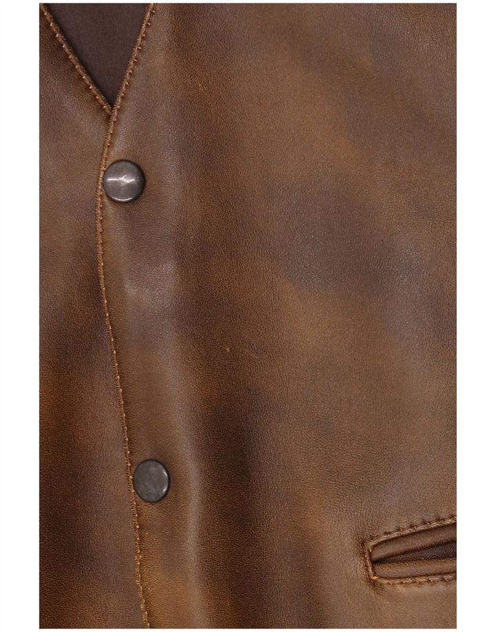 gilet en cuir homme vintage cuir marron moyen