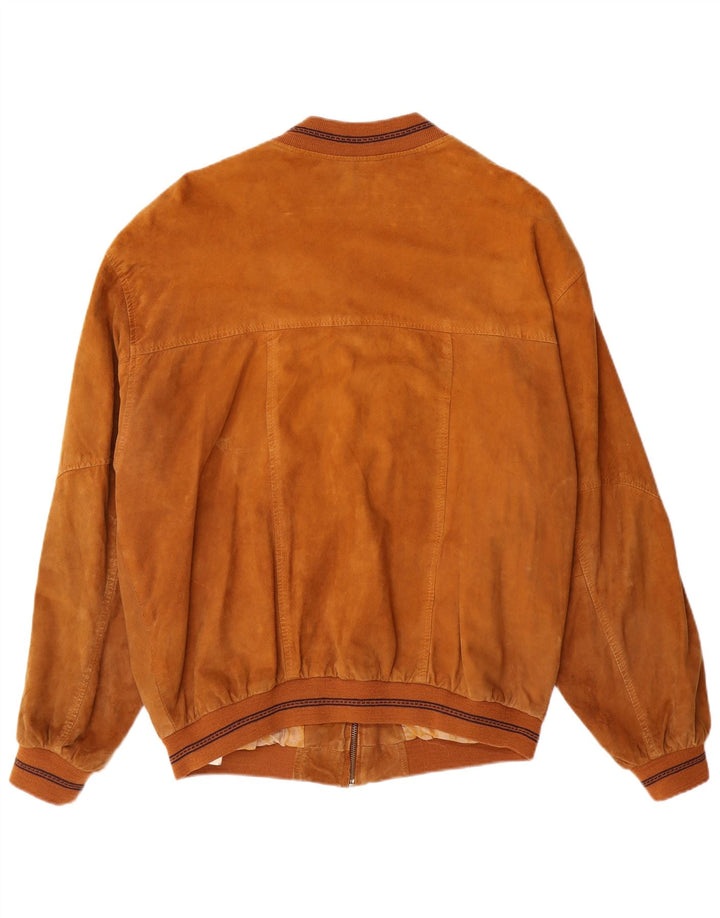 VINTAGE Veste Bomber En Daim Homme IT 50 Grand Cuir Marron
