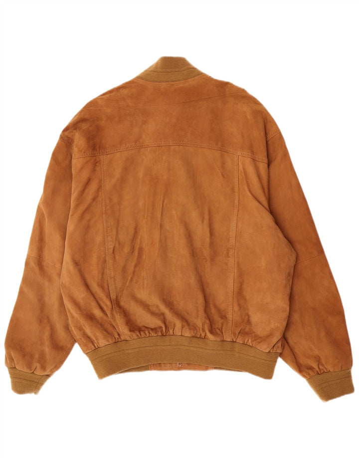 Veste Bomber En Daim Vintage Homme IT 52 XL Cuir Marron