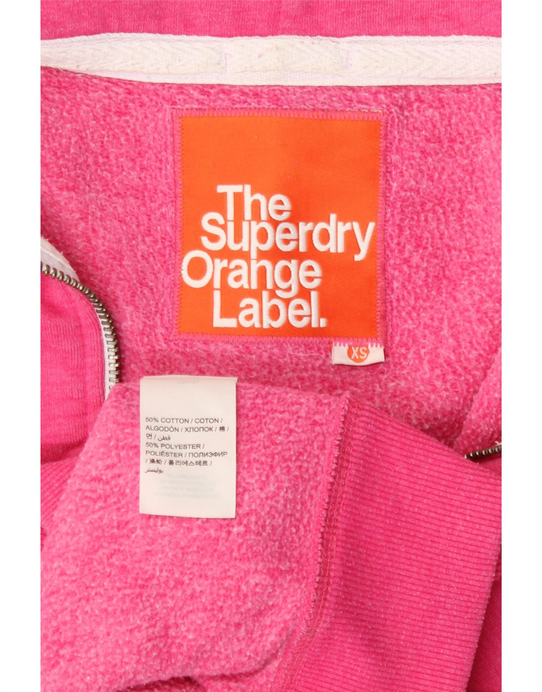 SUPERDRY Pull à capuche zippé pour femme UK 6 XS Rose Coton