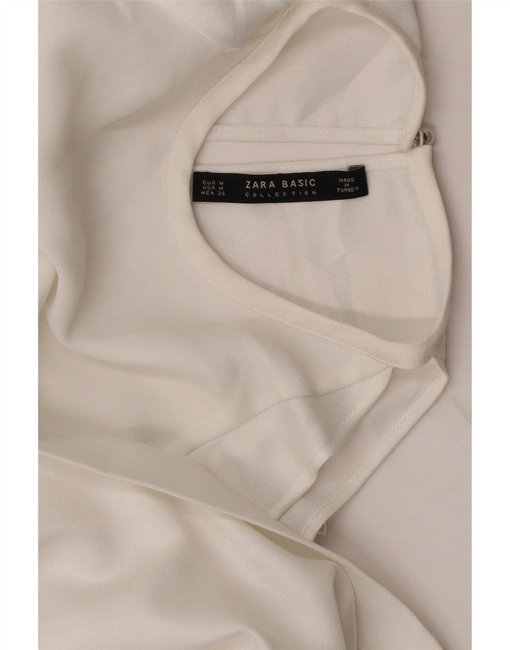 Zara Chemisier à épaules dénudées pour femme UK 14 Blanc moyen