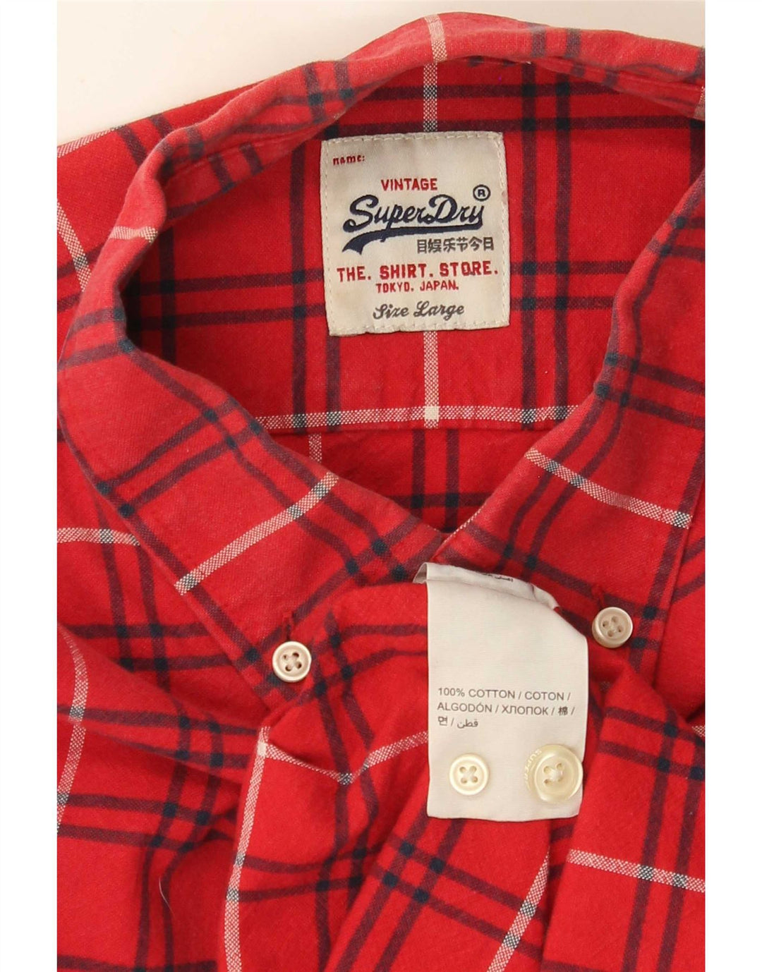 Superdry Chemise Flanelle Homme Grand Carreau Rouge Coton