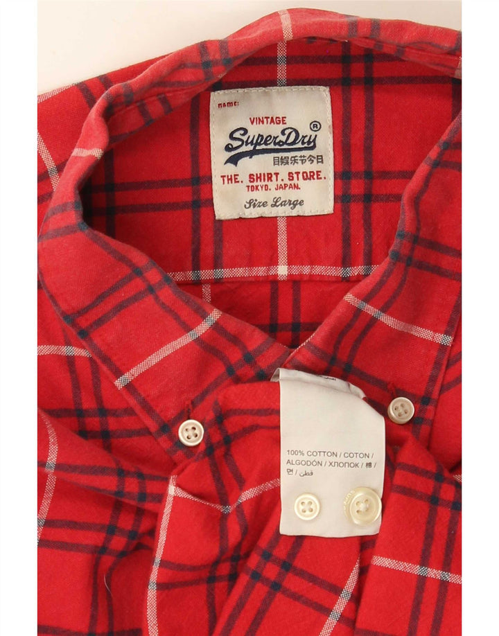 Superdry Chemise Flanelle Homme Grand Carreau Rouge Coton