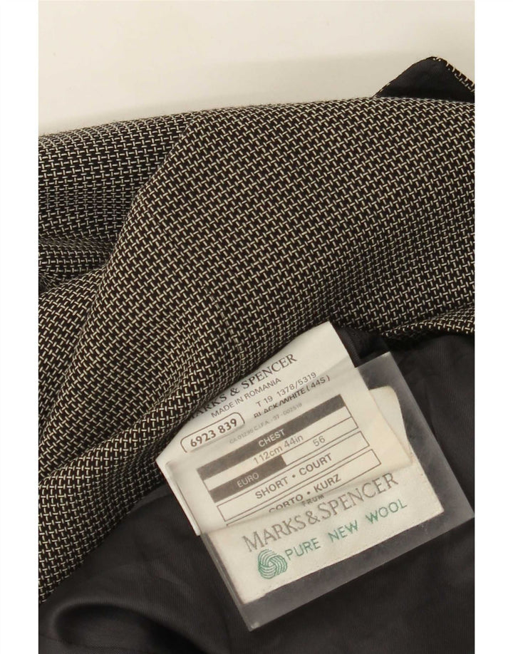 Marks & Spencer Veste blazer à 3 boutons pour homme UK 44 XL Gris Vichy Laine Vierge