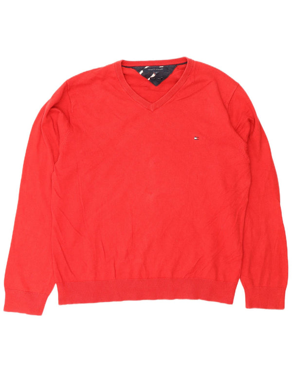 Tommy Hilfiger Pull col V Homme XL Rouge Coton