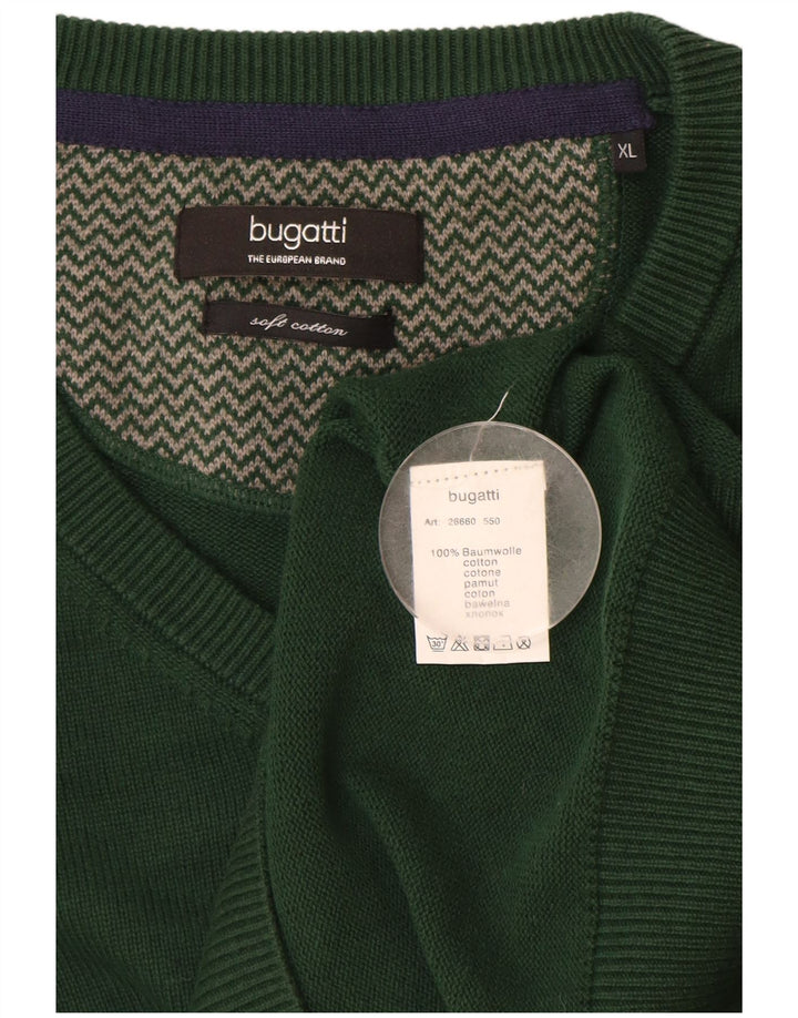 BUGATTI Pull Col V Homme XL Vert Coton