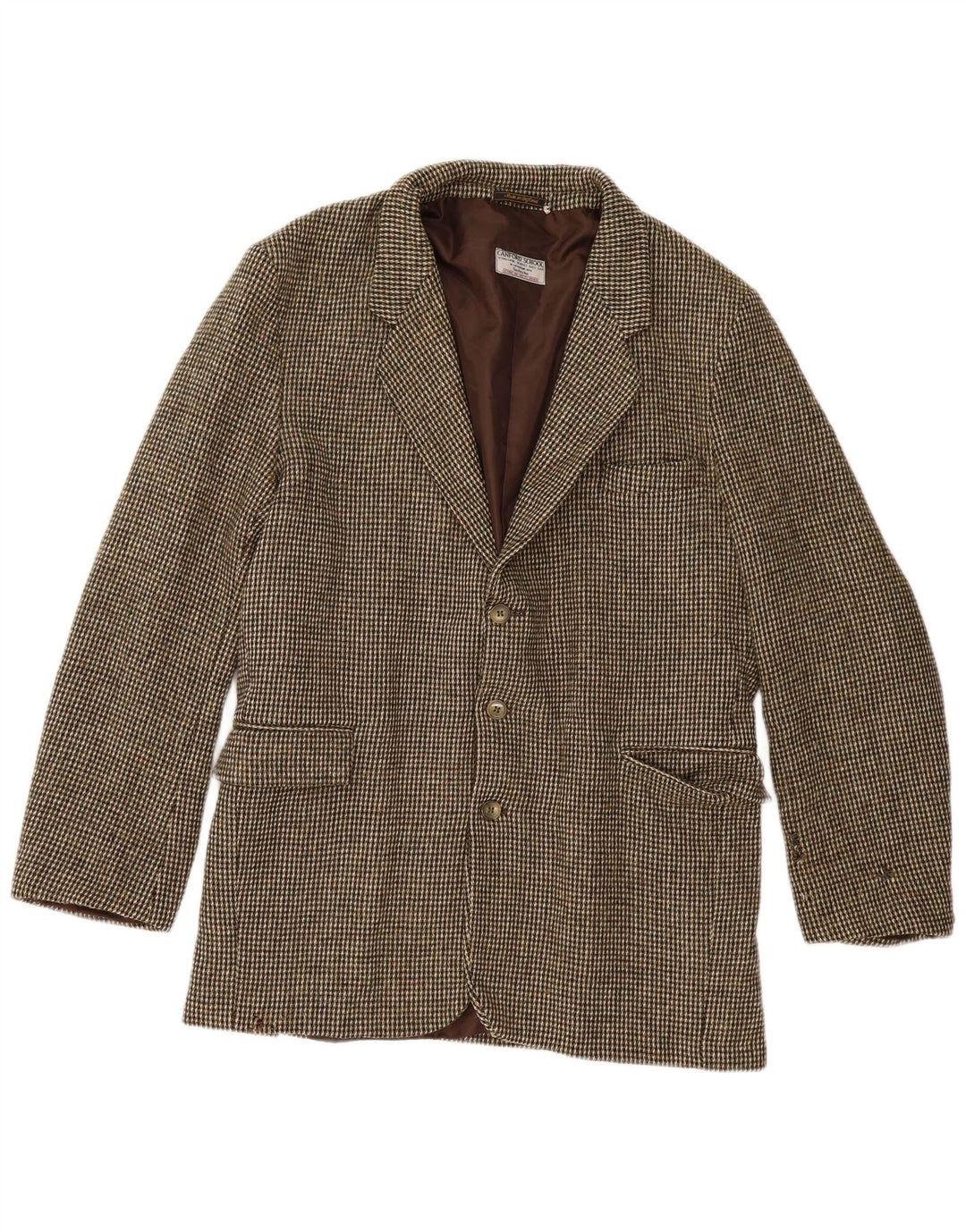 Harris Tweed Veste Blazer 3 Boutons pour Homme UK 40 Grand Carreau Marron Laine Vierge