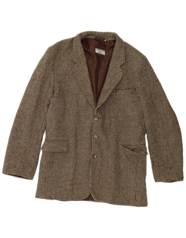 Harris Tweed Veste Blazer 3 Boutons pour Homme UK 40 Grand Carreau Marron Laine Vierge