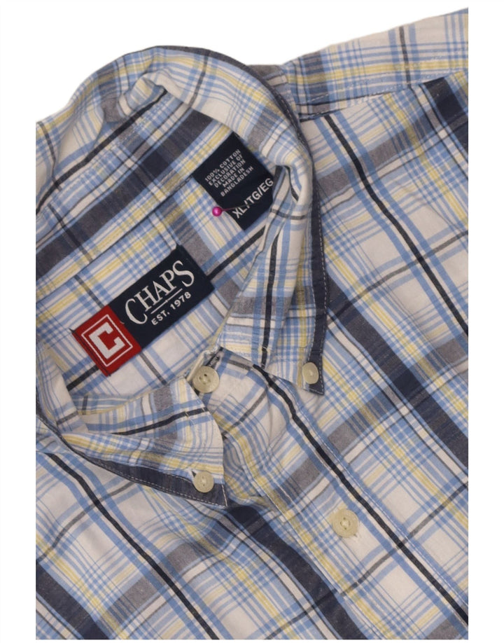 Chaps Chemise à Manches Courtes Homme XL Bleu à Carreaux Coton
