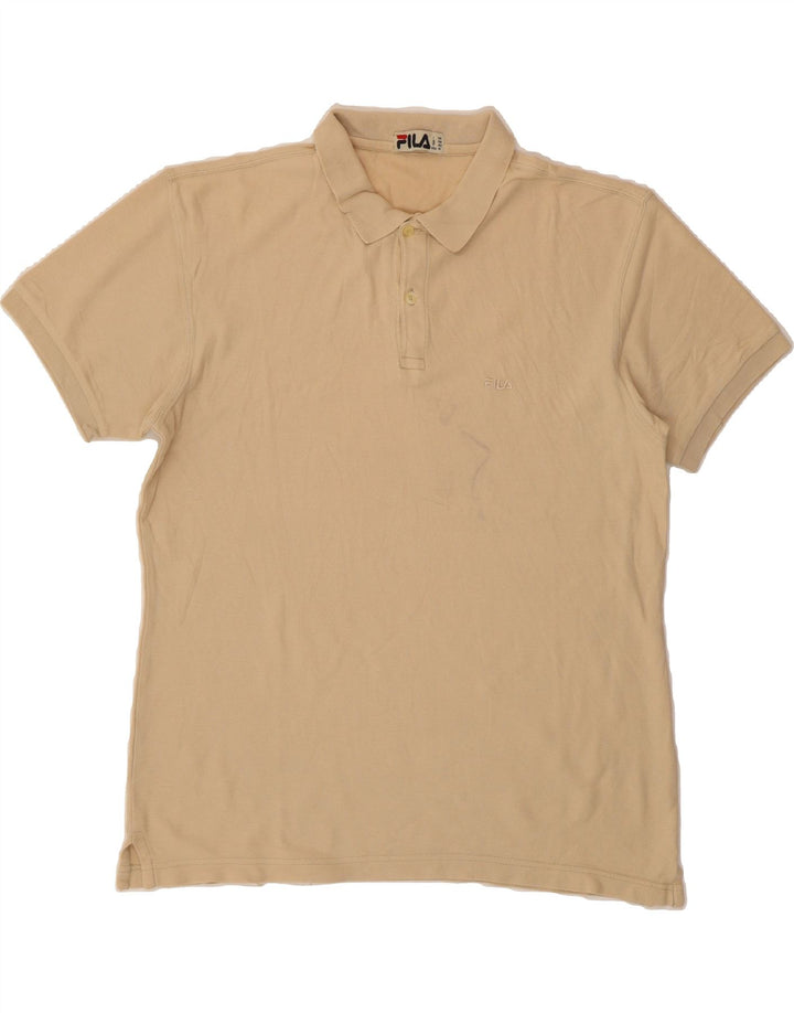 FILA Mens Polo Shirt Medium Beige Cotton Vintage Fila and Second-Hand Fila from Messina Hembry 