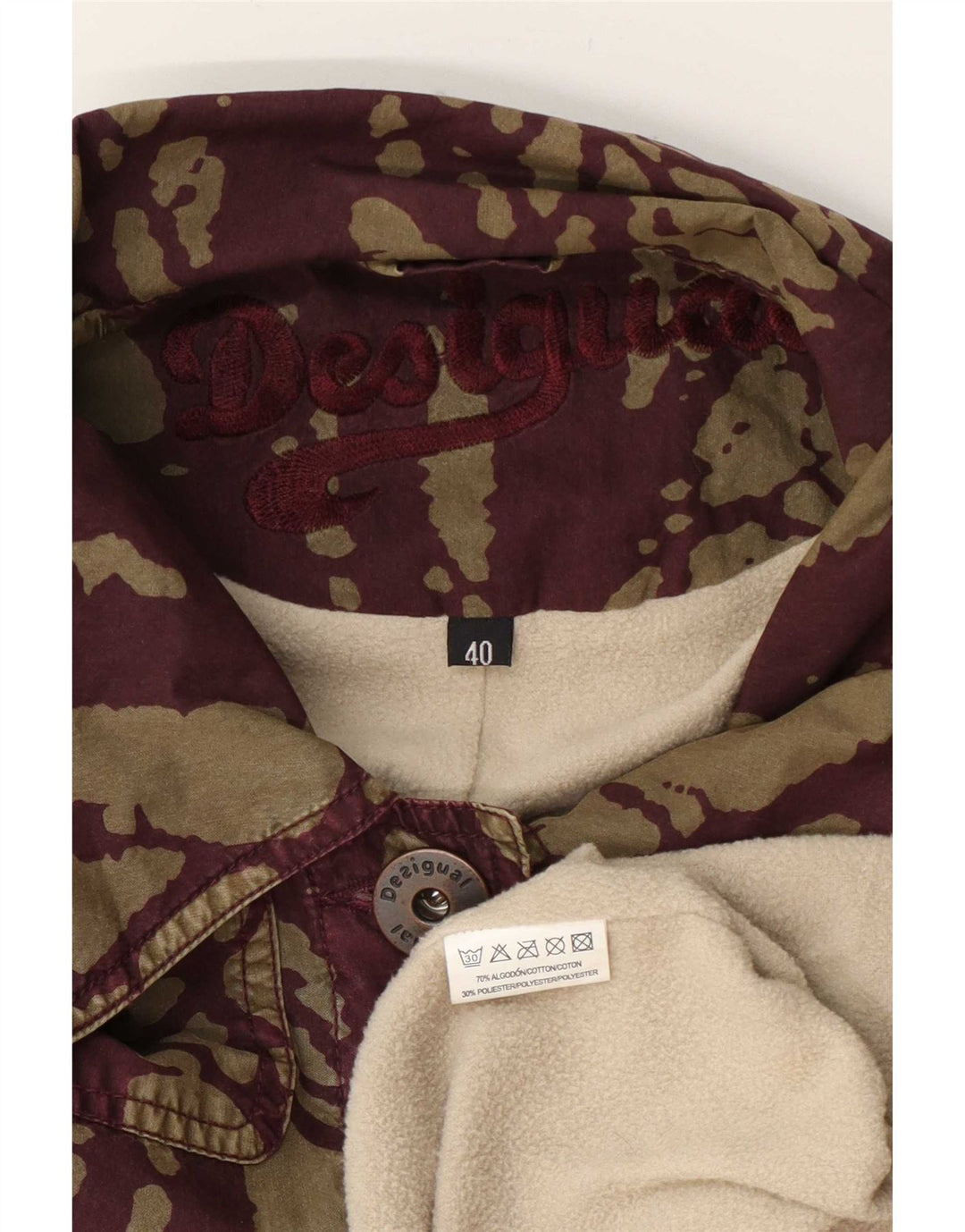 Desigual Manteau coupe-vent à motif abstrait pour femme EU 40 Coton vert moyen