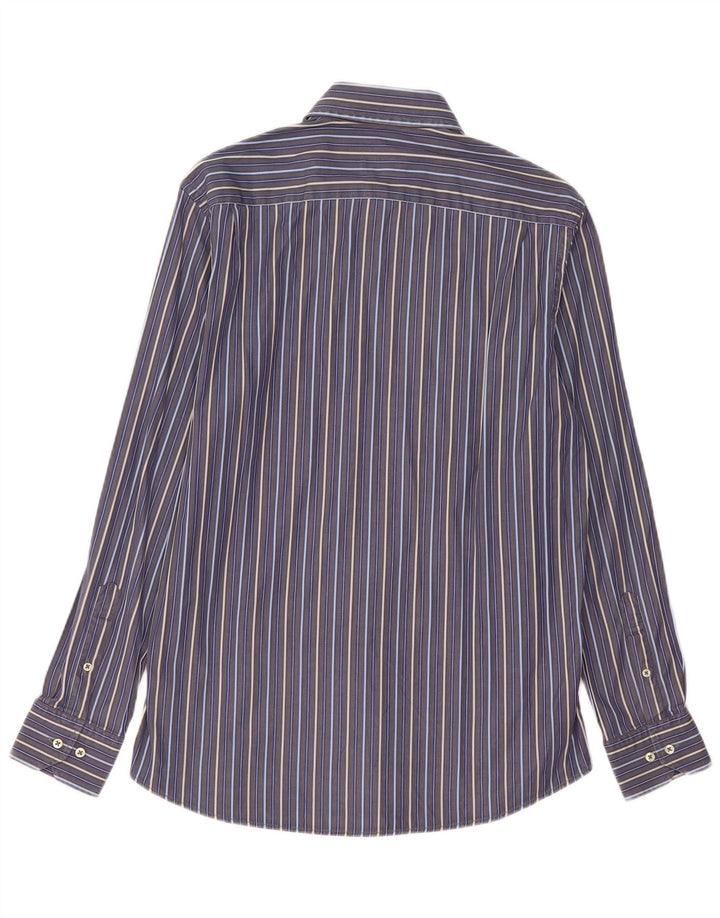 Massimo Dutti Chemise Homme Taille 42 16 1/2 Large Bleu Marine Rayé