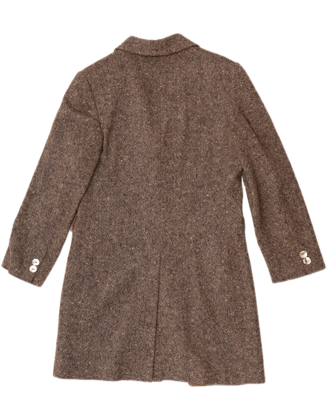 vintage Womens Overcoat UK 10 Petite laine mouchetée beige