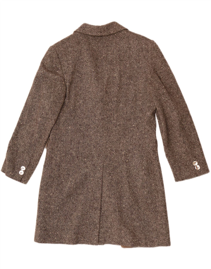 vintage Womens Overcoat UK 10 Petite laine mouchetée beige