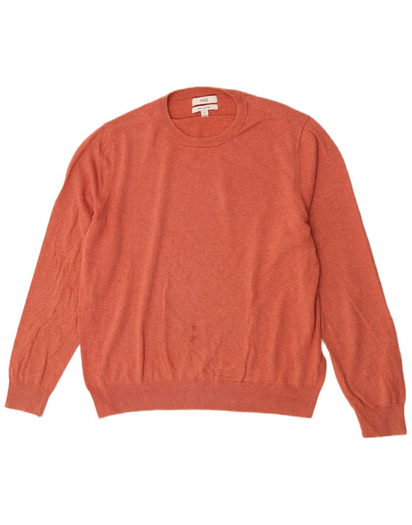 Marks & Spencer Pull à col rond pour homme XL Orange Coton