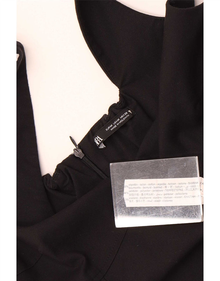 Zara Femme Mini Robe Fourreau Sans Manches UK 12 Moyen Noir Polyester