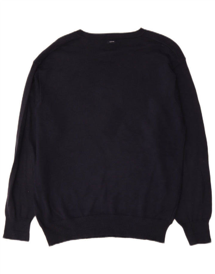 Nautica Pull col V Homme Bleu Marine Moyen Coton