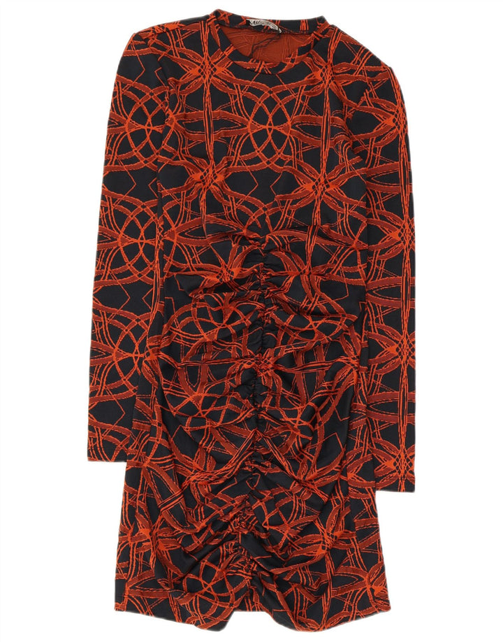 Zara Robe droite à manches longues pour femme Motif abstrait UK 8 Petit Noir