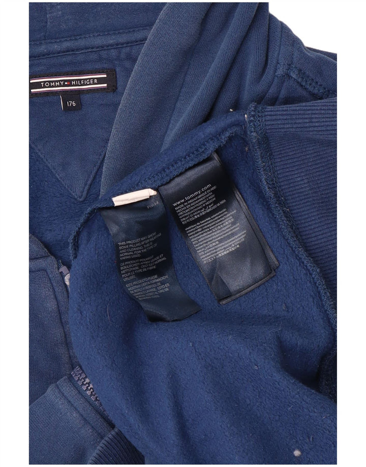 TOMMY HILFIGER Pull à capuche zippé graphique pour garçon 15-16 ans Bleu Coton
