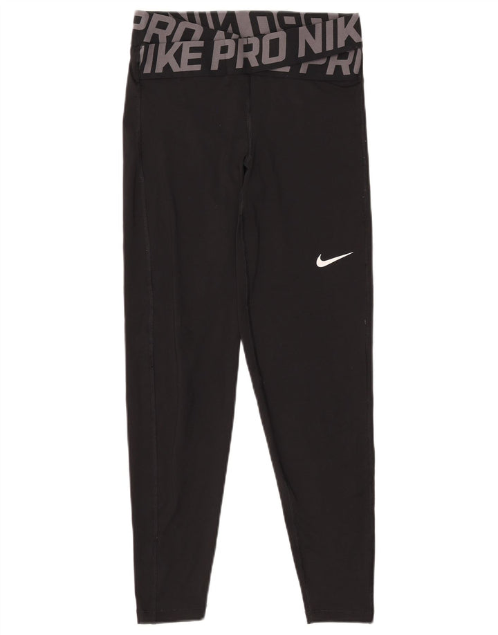 NIKE Femmes Dri Fit Graphic Leggings UK 10 Petit Noir Polyester