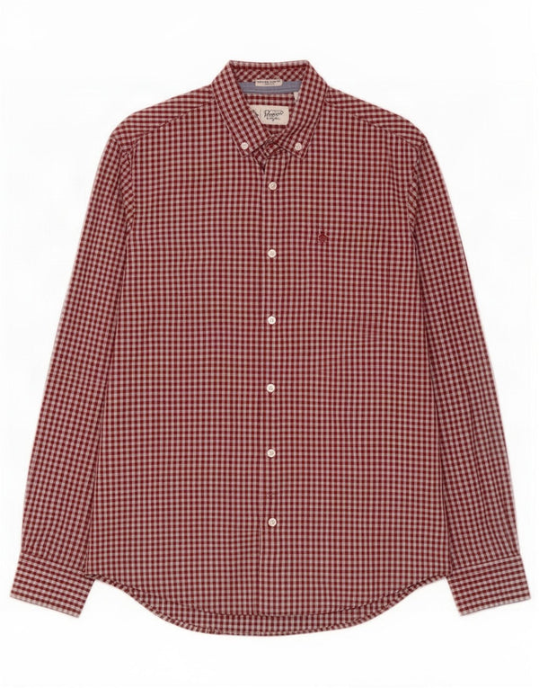 Penguin Mens Heritage Slim Fit Shirt Large Red Gingham Cotton