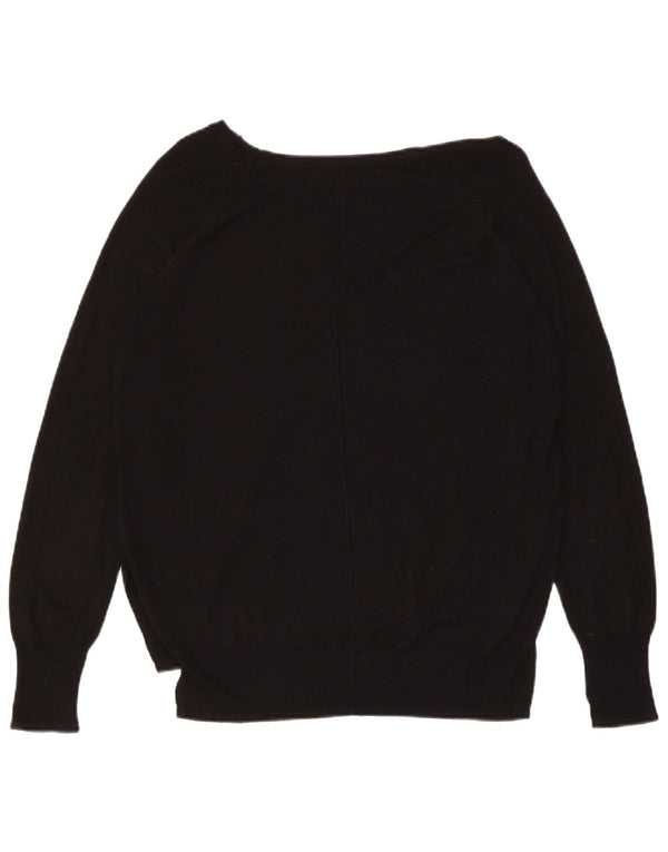 ZARA Femme Pull Col Bateau UK 14 Large Noir Synthétique