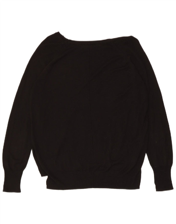 ZARA Femme Pull Col Bateau UK 14 Large Noir Synthétique