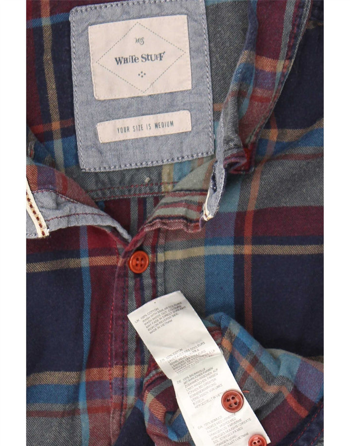 Chemise White Stuff Homme Flannel Coton à Carreaux Bleu Marine Moyen