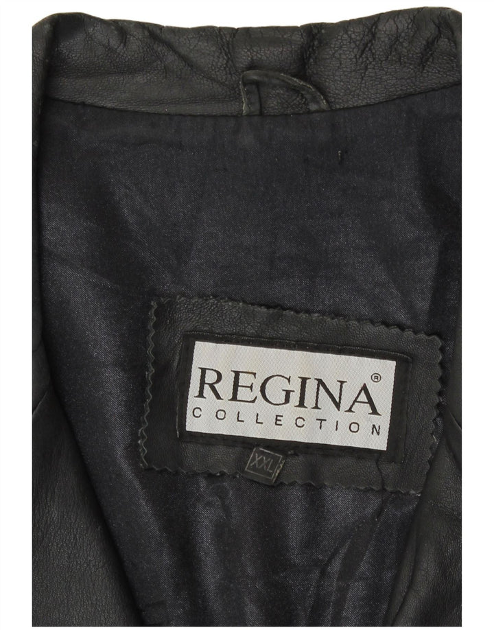 Regina Veste en cuir pour homme UK 44 2XL Cuir noir