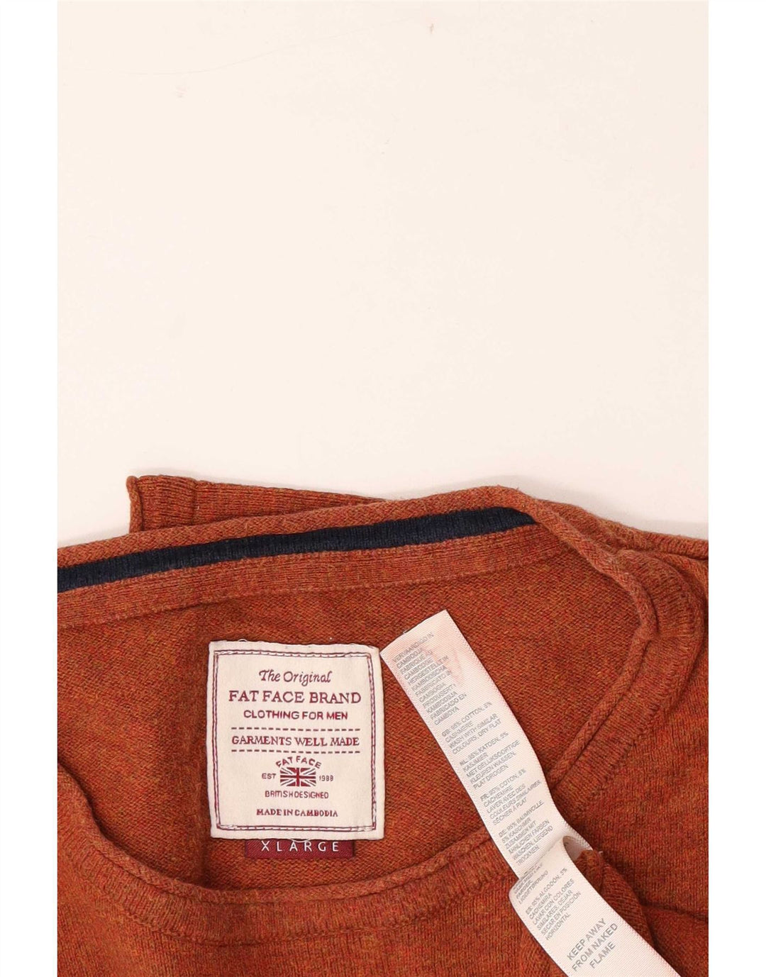 Fat Face Haut Homme Manches Longues XL Marron Coton