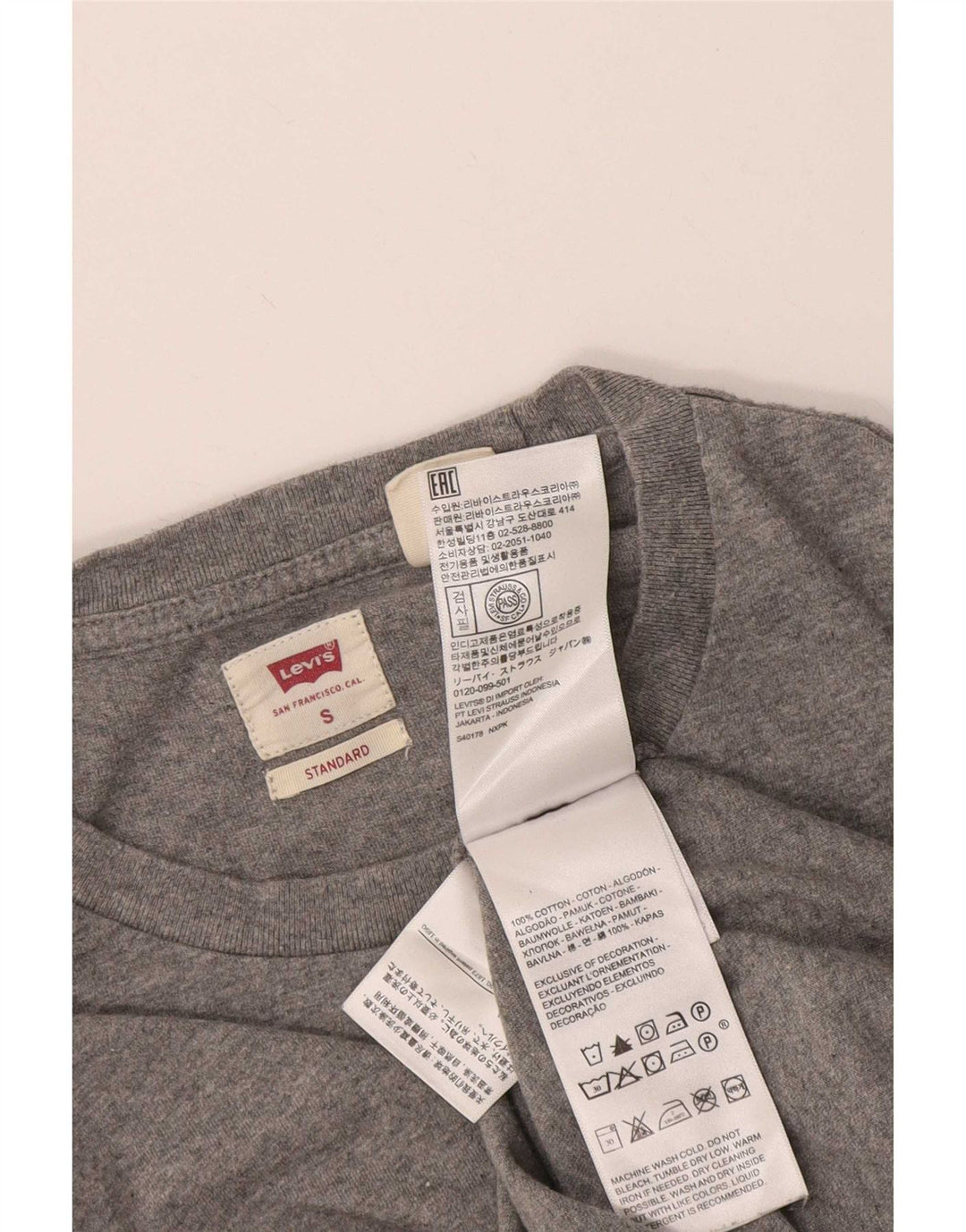 Levi's Haut Coupe Standard à Manches Longues Homme Gris Chiné Coton