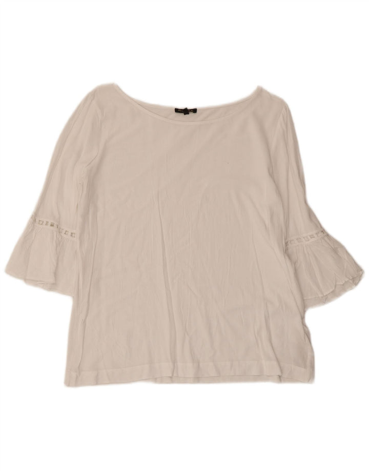 Massimo Dutti Chemisier court à manches 3/4 pour femme UK 12 Viscose blanc moyen